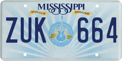 MS license plate ZUK664