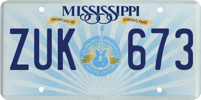 MS license plate ZUK673