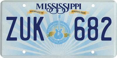 MS license plate ZUK682