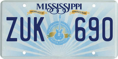 MS license plate ZUK690