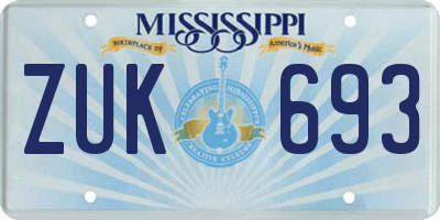 MS license plate ZUK693
