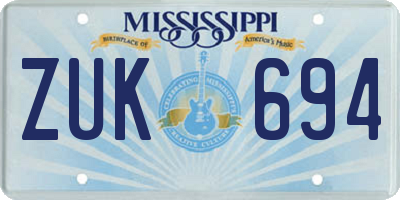 MS license plate ZUK694