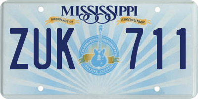 MS license plate ZUK711