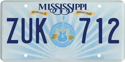 MS license plate ZUK712