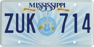 MS license plate ZUK714
