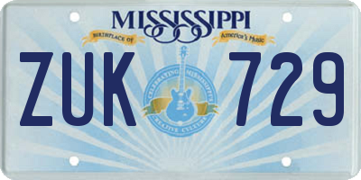 MS license plate ZUK729