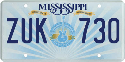 MS license plate ZUK730