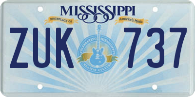 MS license plate ZUK737
