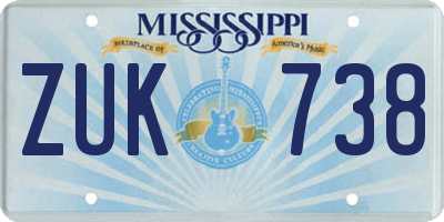 MS license plate ZUK738