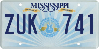 MS license plate ZUK741