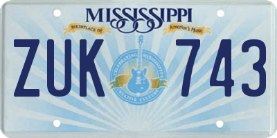 MS license plate ZUK743