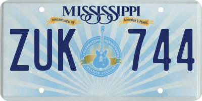 MS license plate ZUK744