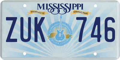 MS license plate ZUK746