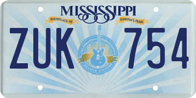 MS license plate ZUK754