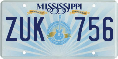 MS license plate ZUK756