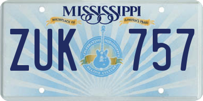 MS license plate ZUK757