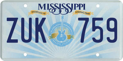 MS license plate ZUK759