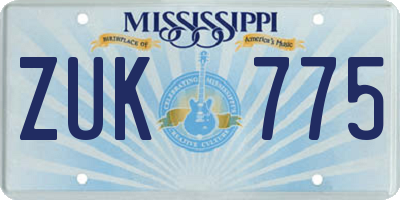 MS license plate ZUK775