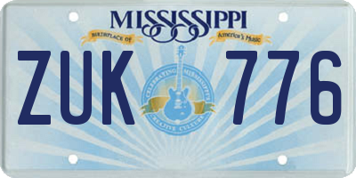 MS license plate ZUK776