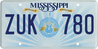 MS license plate ZUK780