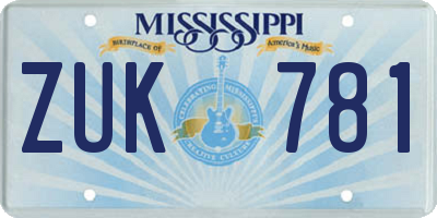 MS license plate ZUK781
