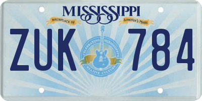 MS license plate ZUK784