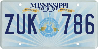MS license plate ZUK786