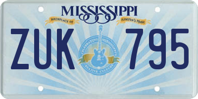 MS license plate ZUK795