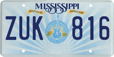 MS license plate ZUK816