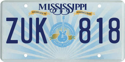 MS license plate ZUK818