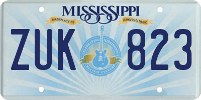 MS license plate ZUK823