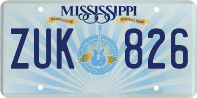 MS license plate ZUK826