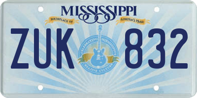 MS license plate ZUK832