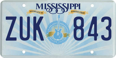 MS license plate ZUK843