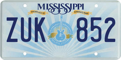 MS license plate ZUK852
