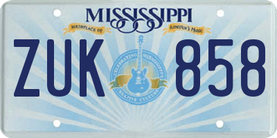 MS license plate ZUK858