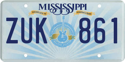 MS license plate ZUK861