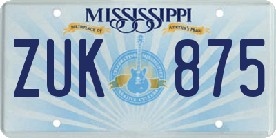 MS license plate ZUK875