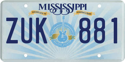 MS license plate ZUK881