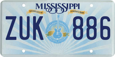 MS license plate ZUK886