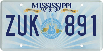 MS license plate ZUK891