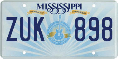 MS license plate ZUK898