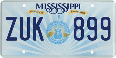 MS license plate ZUK899