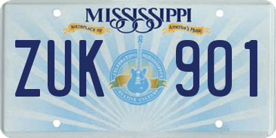MS license plate ZUK901