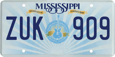 MS license plate ZUK909