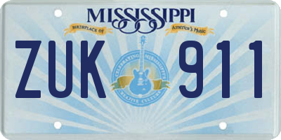 MS license plate ZUK911