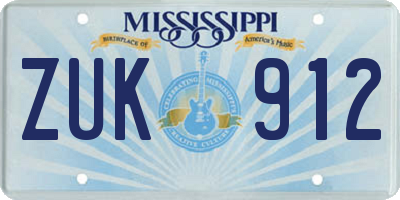 MS license plate ZUK912