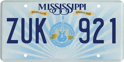MS license plate ZUK921
