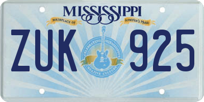 MS license plate ZUK925