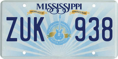 MS license plate ZUK938